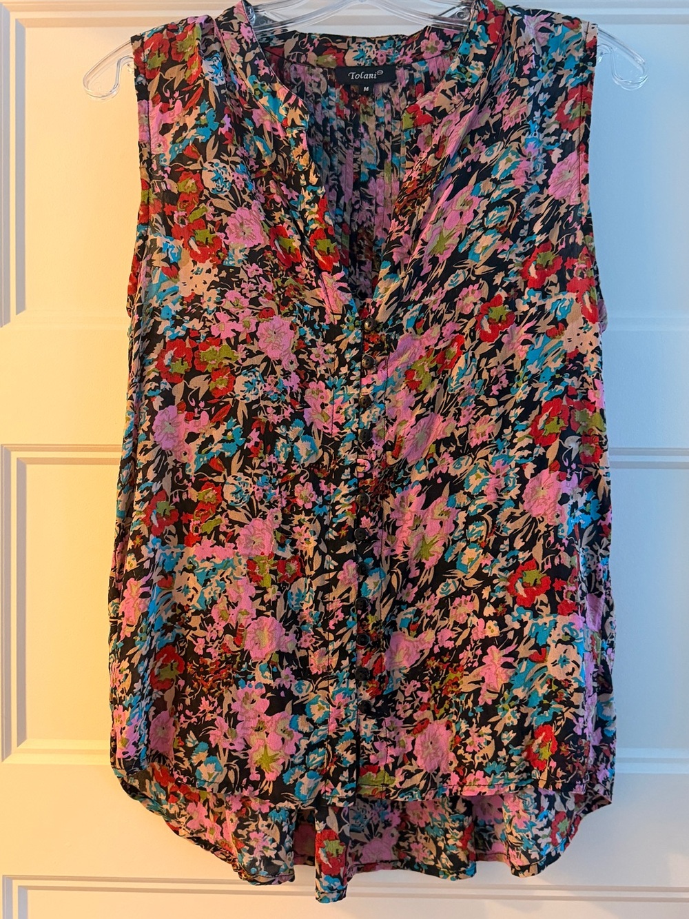 Tolani Sleeveless V-Neck Floral Camisole - Pink, Black, Teal, Red, Cream